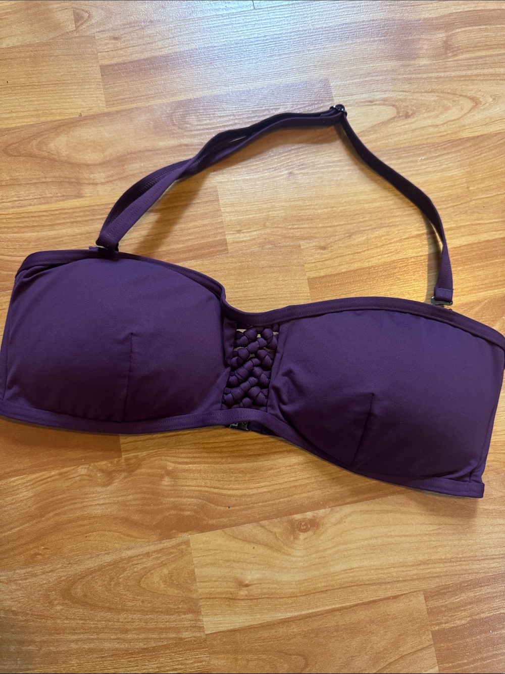 Sunseeker women’s purple plum braided knot design tube top/ halter swim bikini